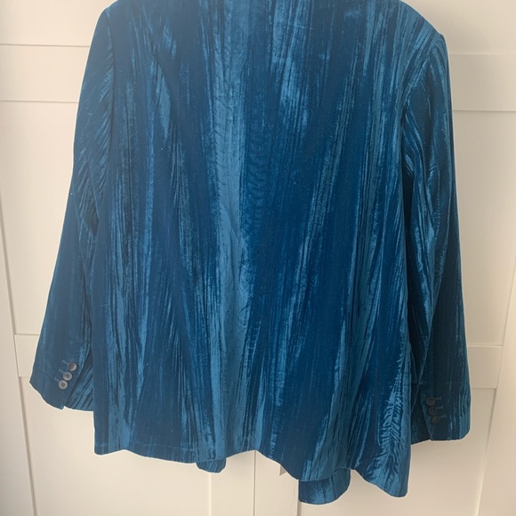NWT Zara velvet turquoise blazer women’s large - Picture 4 of 16